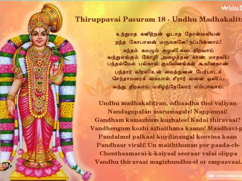 Thiruppavai pasuram 18 -Undhu madhakalitran, odhaadha